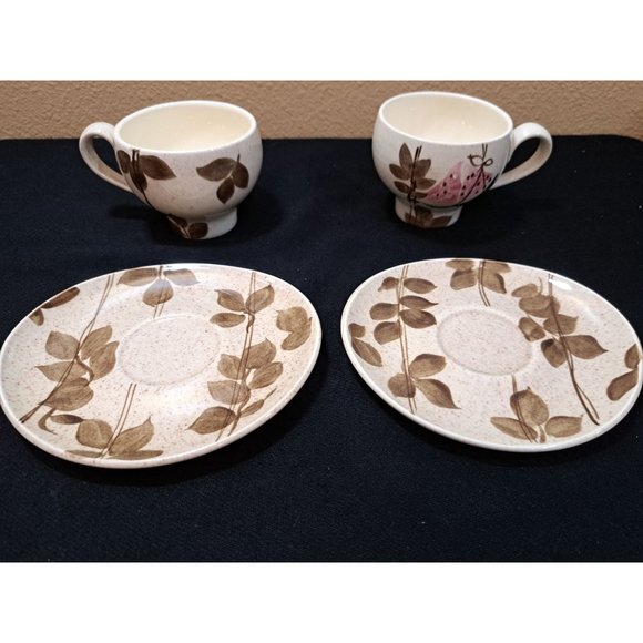 Red Wing Vintage Tampico Hand Painted Dinnerware Cup And Saucer Mid Century - Picture 2 of 5